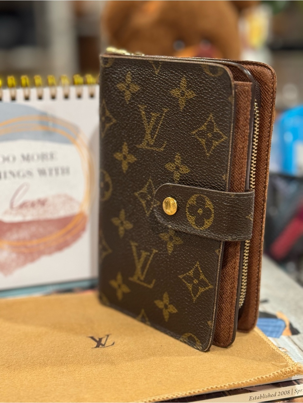 Louis Vuitton Monogram Canvas Brown & Gold Zip Bigger size wallet